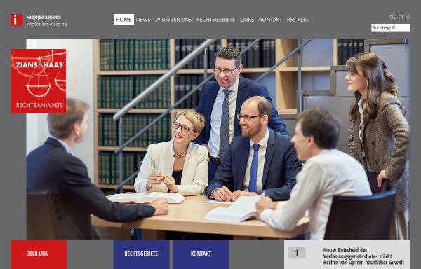 Vorschau von www.zians-haas.be, Zians und Haas Rechtsanwälte