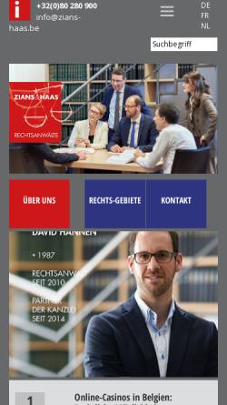 Vorschau der mobilen Webseite www.zians-haas.be, Zians und Haas Rechtsanwälte