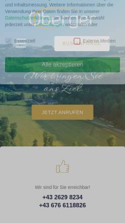 Vorschau der mobilen Webseite oberger.at, Oberger - Schlattentalhof Gastronomie und Reiseservice