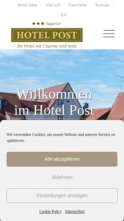 Vorschau der mobilen Webseite www.hotel-post-laichingen.de, Hotel Post