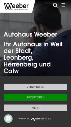Vorschau der mobilen Webseite www.autohaus-weeber.de, Autohaus Weeber GmbH