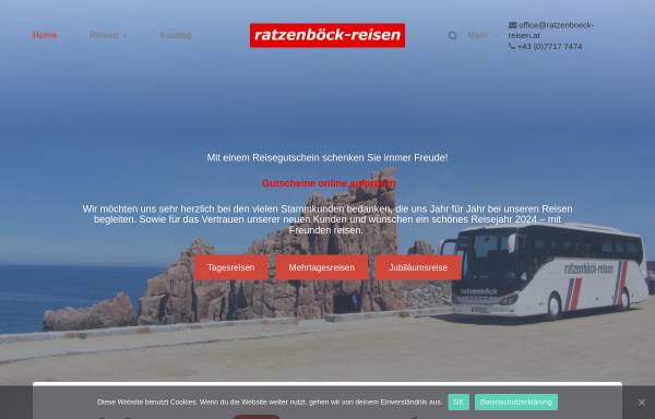 Vorschau von www.ratzenboeck-reisen.at, Ratzenboeck Reisen St. Aegidi