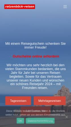 Vorschau der mobilen Webseite www.ratzenboeck-reisen.at, Ratzenboeck Reisen St. Aegidi