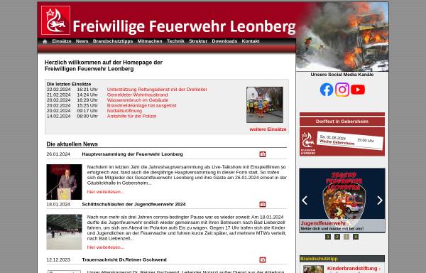 Vorschau von www.feuerwehr-leonberg.de, Freiwillige Feuerwehr