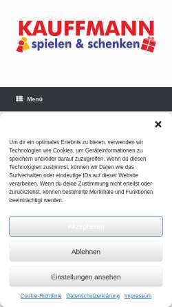 Vorschau der mobilen Webseite kauffmann-spielen-schenken.de, Kauffmann spielen & schenken GmbH