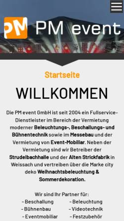 Vorschau der mobilen Webseite www.pm-event-service.de, PM event service