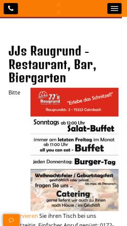 Vorschau der mobilen Webseite www.raugrund.de, JJs Raugrund - Restaurant, Bar, Biergarten