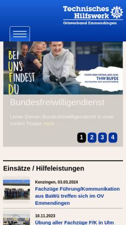 Vorschau der mobilen Webseite www.thw-emmendingen.de, THW Ortsverband Emmendingen