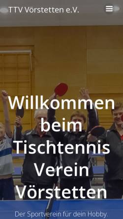 Vorschau der mobilen Webseite www.ttv-voerstetten.de, Tischtennis Verein (TTV) Vörstetten e.V.