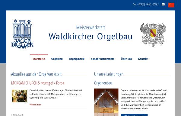 Vorschau von www.waldkircher-orgelbau.de, Waldkircher Orgelbau Jäger & Brommer