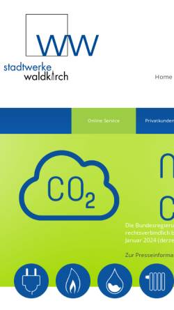 Vorschau der mobilen Webseite www.stadtwerke-waldkirch.de, Stadtwerke Waldkirch GmbH