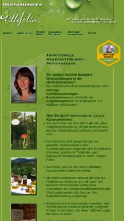Vorschau der mobilen Webseite www.heilpflanzenschule-millefolia.de, Heilpflanzenschule Millefolia