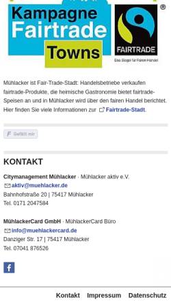 Vorschau der mobilen Webseite www.city-muehlacker.de, Citymanagement Mühlacker
