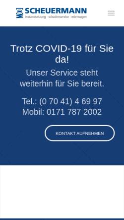 Vorschau der mobilen Webseite karosserie-scheuermann.de, Karosseriebau Scheuermann