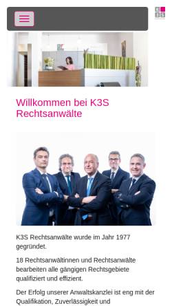 Vorschau der mobilen Webseite www.k3s-rechtsanwaelte.de, Rechtsanwälte Köppe, Straub, Staufer und Kollegen