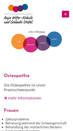 Vorschau der mobilen Webseite www.hoeferundkrantz.de, Praxis für Physiotherapie Höfer & Krantz