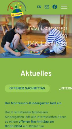 Vorschau der mobilen Webseite www.montessori-esslingen.de, Internationale Montessori Kindergarten e.V.