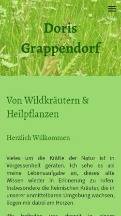 Vorschau der mobilen Webseite www.heilpflanzenschule-grappendorf.de, Wildkräuter- und Heilpflanzenschule Doris Grappendorf