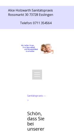 Vorschau der mobilen Webseite www.sanitaetspraxis-esslingen.de, Sanitätspraxis Alice Holzwarth