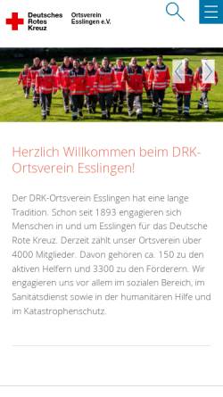 Vorschau der mobilen Webseite www.drk-es.de, Deutsches Rotes Kreuz Ortsverein Esslingen