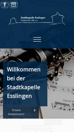 Vorschau der mobilen Webseite www.stadtkapelle-esslingen.de, Stadtkapelle Esslingen - Musikverein RSK e.V.