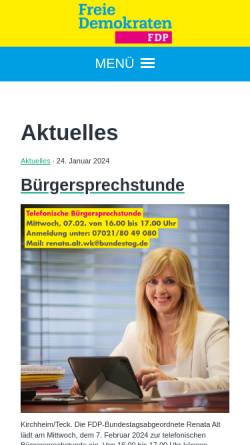 Vorschau der mobilen Webseite www.fdp-kirchheim-teck.de, FDP Kirchheim unter Teck