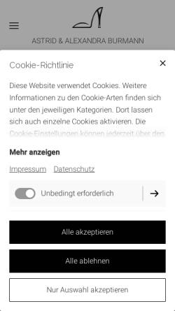 Vorschau der mobilen Webseite burmann-schuhe.de, Alexandra Burmann - Schuhe Taschen