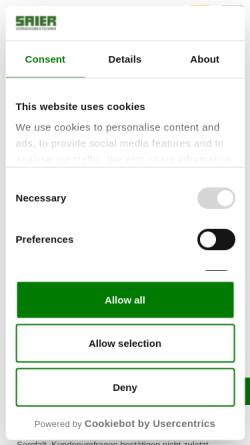Vorschau der mobilen Webseite www.saier-verpackungstechnik.de, Saier Management GmbH