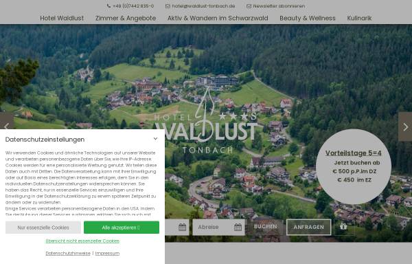 Vorschau von www.waldlust-tonbach.de, Hotel Waldlust Tonbach