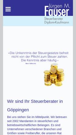 Vorschau der mobilen Webseite www.steuerfauser.de, Jürgen M. Fauser - Steuerberater