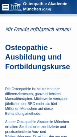Vorschau der mobilen Webseite oam.zfn.de, Osteopathie Akademie München