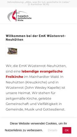 Vorschau der mobilen Webseite www.emk-wuestenrot-neuhuetten.de, Evangelisch-methodistische Kirche - Bezirk Wuestenrot-Neuhütten