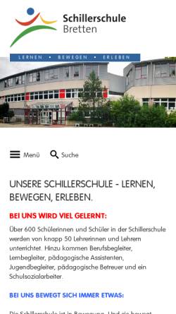 Vorschau der mobilen Webseite www.schillerschule-bretten.de, Schillerschule Bretten