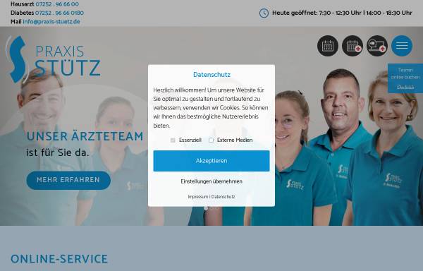Vorschau von www.praxis-stuetz.de, Hausarztpraxis Praxis Stütz - Diabetologische Schwerpunktpraxis