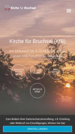 Vorschau der mobilen Webseite www.kf-bruchsal.de, Kirche für Bruchsal