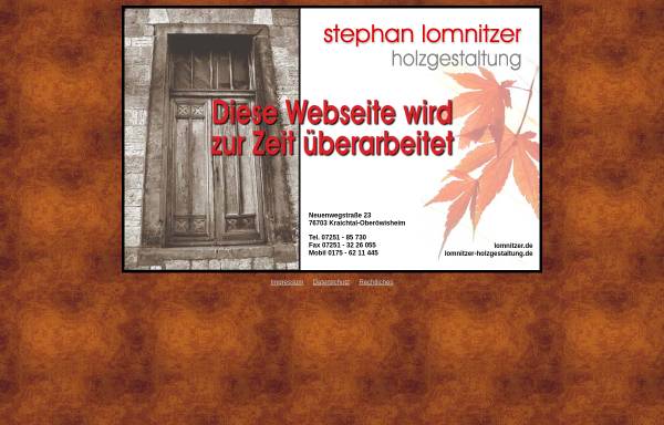 Vorschau von www.lomnitzer.de, Stephan Lomnitzer Holzgestaltung