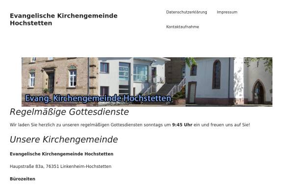 Vorschau von www.kirchengemeinde-hochstetten.de, Evangelische Kirchengemeinde Hochstetten