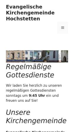 Vorschau der mobilen Webseite www.kirchengemeinde-hochstetten.de, Evangelische Kirchengemeinde Hochstetten