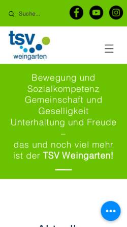 Vorschau der mobilen Webseite www.tsv-weingarten.de, TSV Weingarten