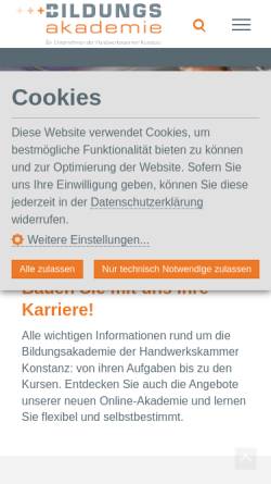 Vorschau der mobilen Webseite www.bildungsakademie.de, Bildungsakademie