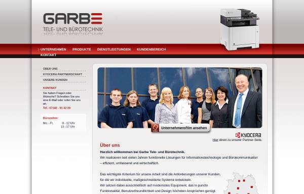 Vorschau von www.garbe-tb.de, Garbe Tele & Bürotechnik