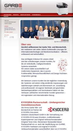Vorschau der mobilen Webseite www.garbe-tb.de, Garbe Tele & Bürotechnik