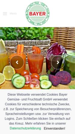 Vorschau der mobilen Webseite www.fruchtsaft-bayer.de, Fruchtsaft Bayer GmbH & Co. KG