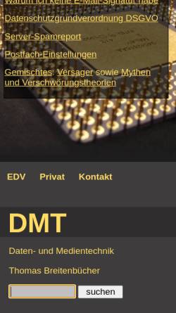 Vorschau der mobilen Webseite www.breitenbuecher.de, Thomas Breitenbücher - Daten- und Medientechnik