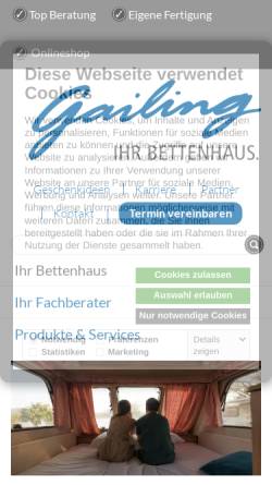 Vorschau der mobilen Webseite www.betten-gailing.de, Bettenhaus Gailing