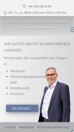 Vorschau der mobilen Webseite www.anwaltskanzleibrinkmann.de, Anwaltskanzlei Brinkmann