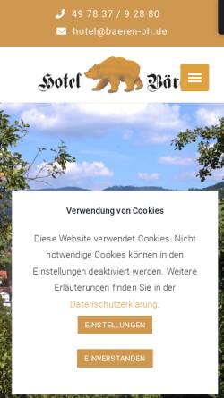 Vorschau der mobilen Webseite www.baeren-oh.de, Hotel Bären