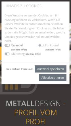 Vorschau der mobilen Webseite www.metalldesign.de, Metalldesign GmbH & Co. KG