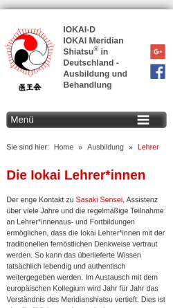 Vorschau der mobilen Webseite www.iokai-shiatsu.de, Iokai Meridian Shiatsu