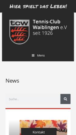 Vorschau der mobilen Webseite tc-waiblingen.de, Tennis Club Waiblingen e.V.
